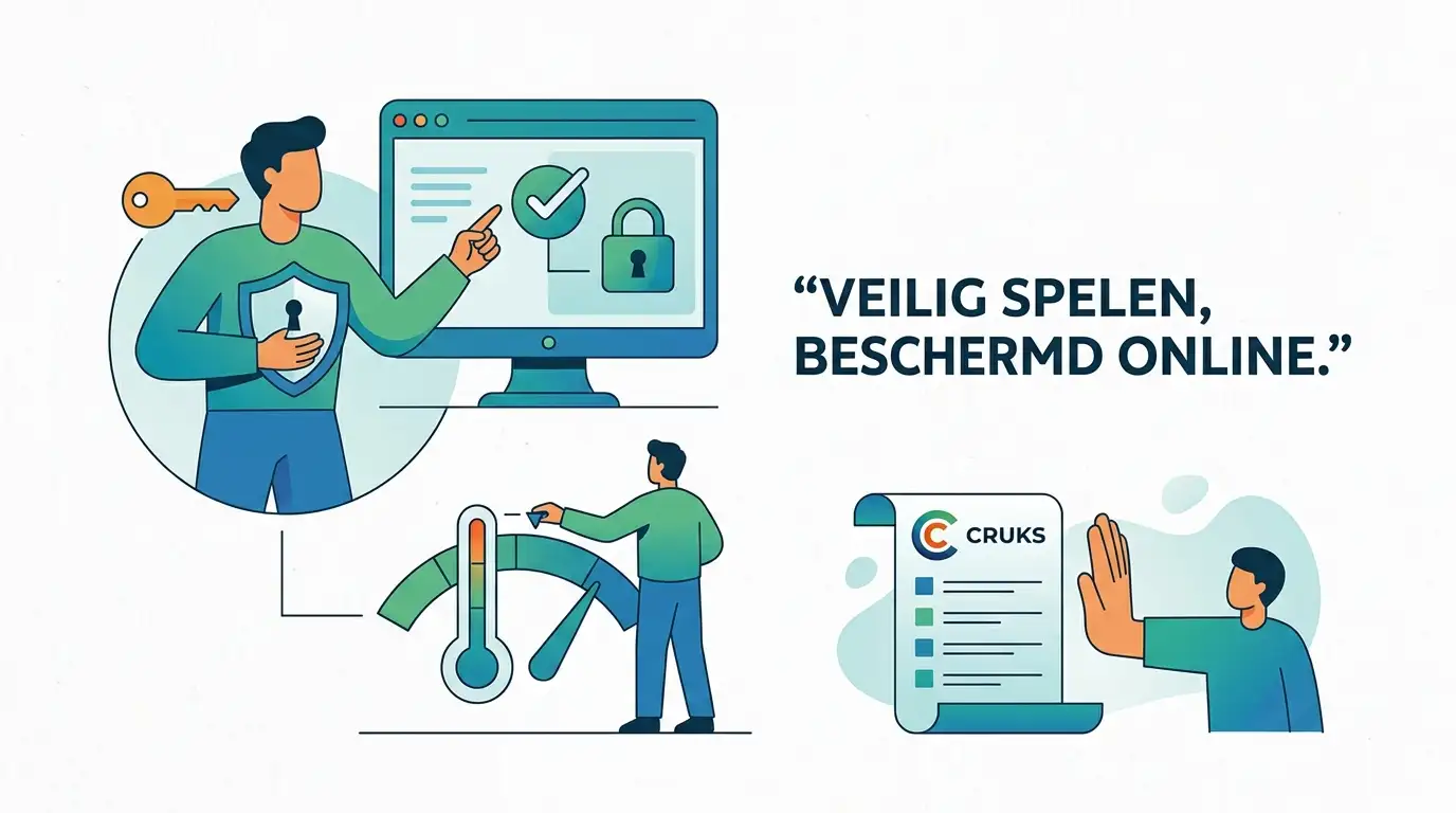 Redactionele illustratie bij cruks, leeftijdscontrole en spelersbescherming bij online casino's