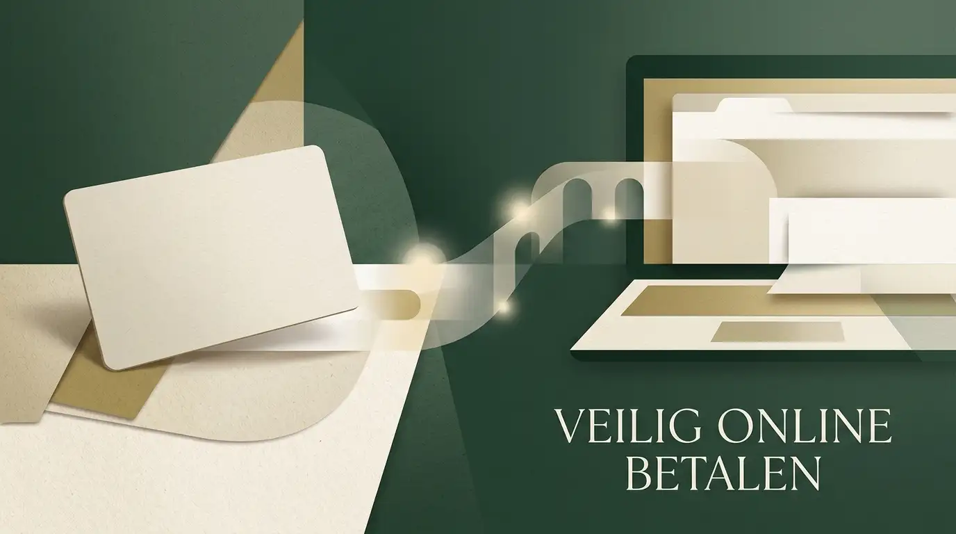 Neutrale illustratie van een prepaid voucher naast een online betaalstap, zonder casino- of merklogo